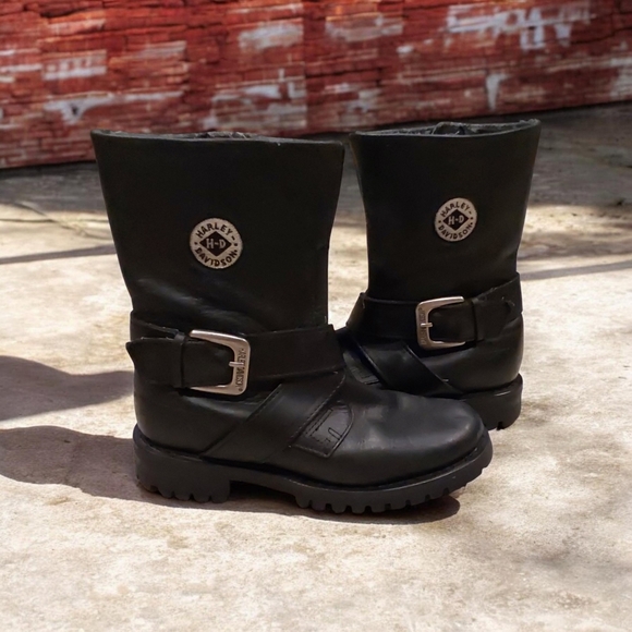 Harley-Davidson Shoes - Harley-Davidson Womens Motorcycle Black Leather Boots Size 5.5